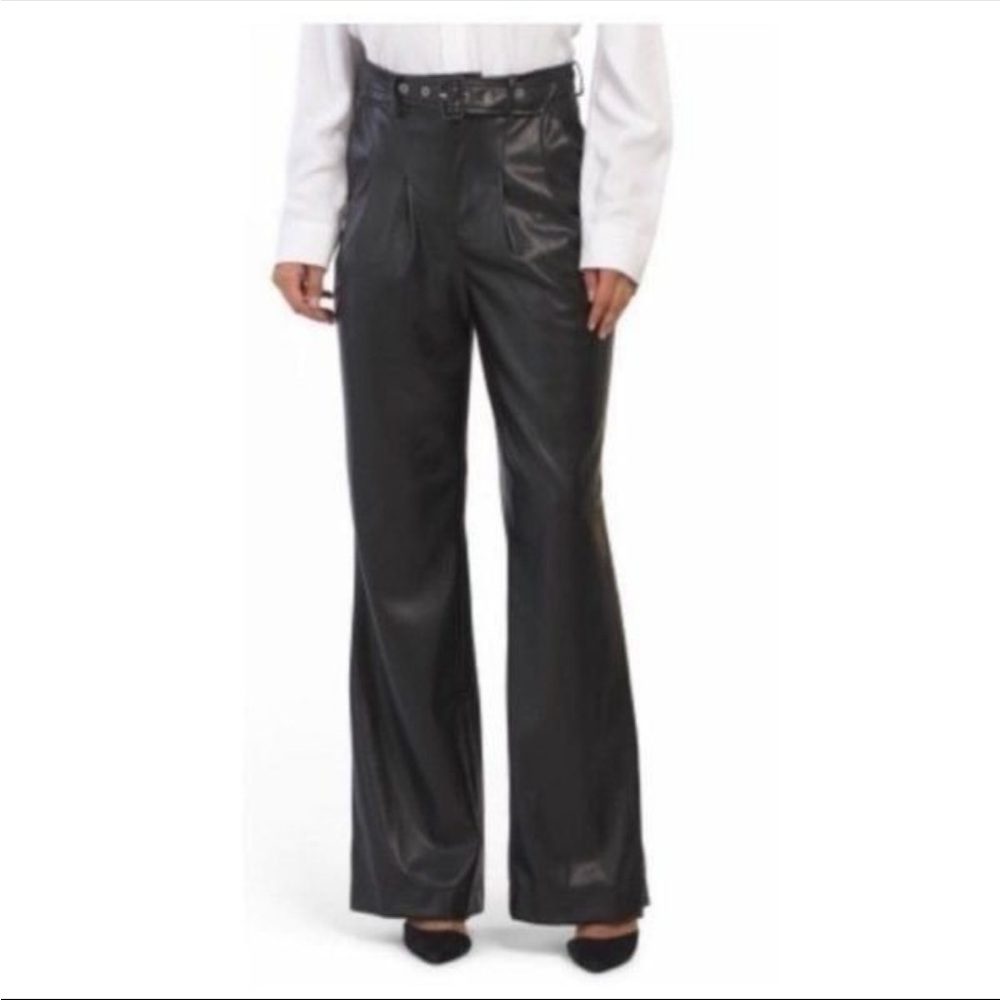 7 for all mankind faux leather wide leg pants size large